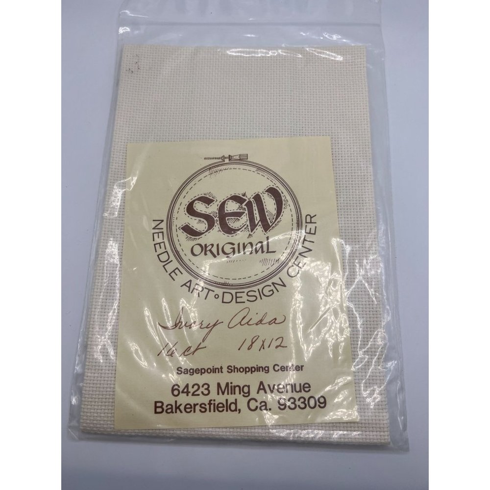 Vintage Sew Original Aida Cloth 16 Count 18" x 12" Ivory